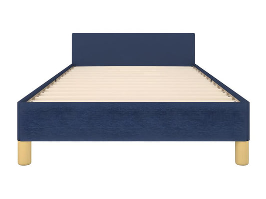 Bed frame with headboard, blue, 90x190 cm, fabric