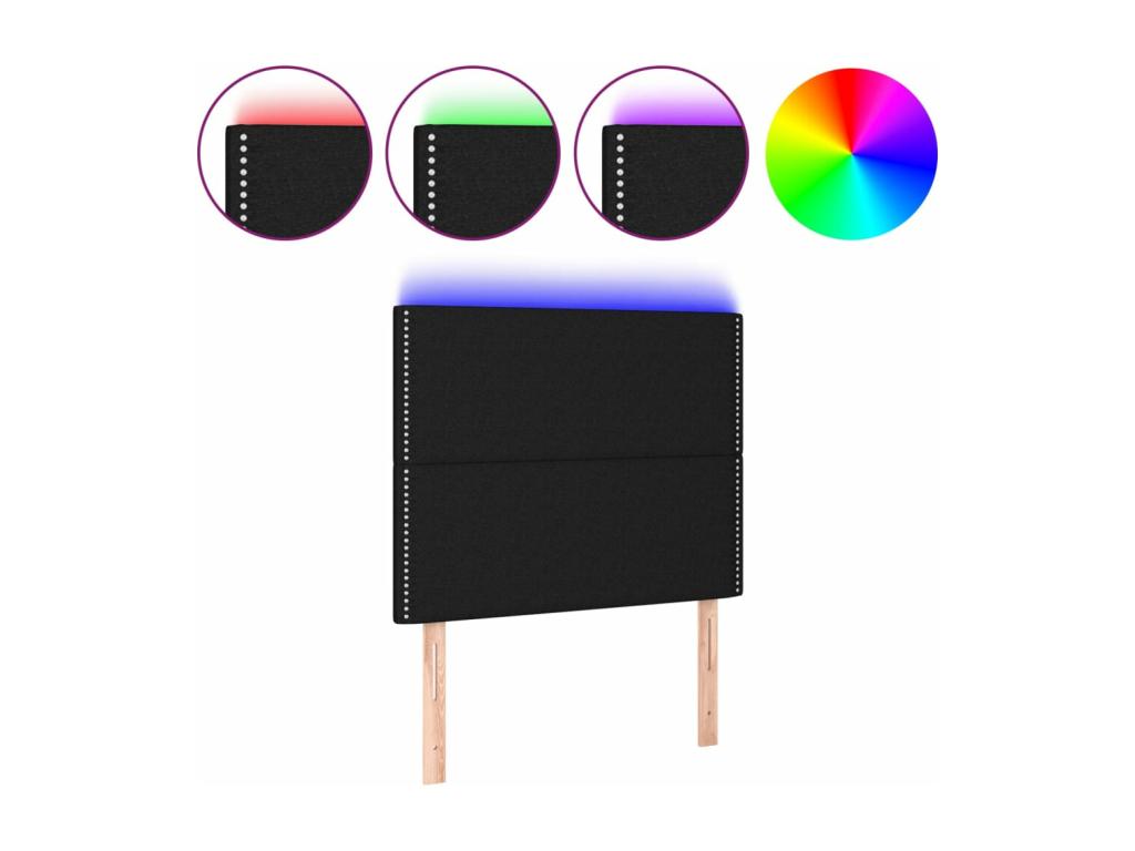 Black LED Headboard 100x5x118/128 cm Fabric