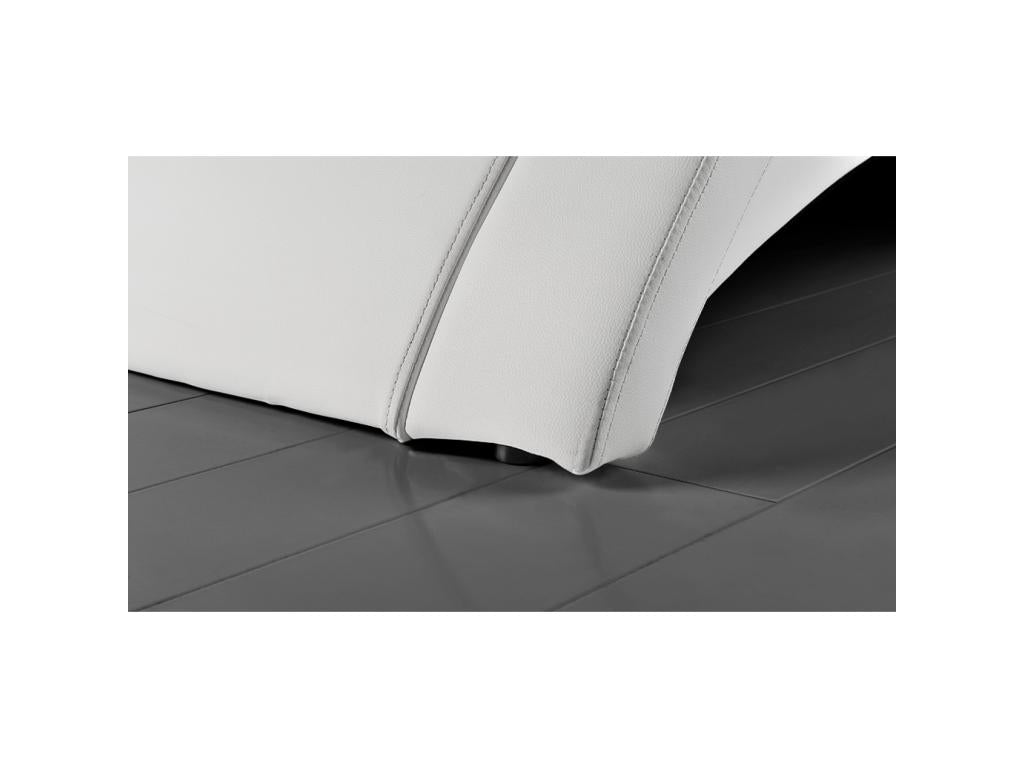 White PU bed frame with integrated LED lighting, 160x200cm, Paddington