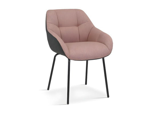 Meublita Chair, Pink Fabric, Dark Grey PU Back, dimensions H85 x W57.5 x D65, ideal for your kitchen or dining room