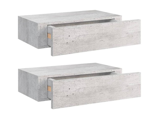 2-piece wall-mounted drawer shelves, concrete grey, 40x23.5x10 cm, MDF