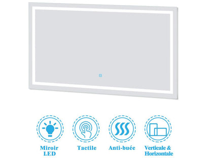 Bathroom furniture set 100cm with pedestal sink and LED mirror in anthracite