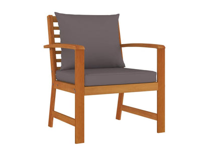 9-piece garden dining set with cushions, made of wood.