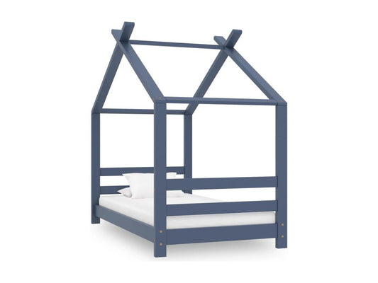Children's bed frame, grey, solid pine wood, 70x140 cm
