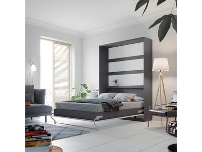 Wall Bed 140x200cm Foldable Bed Wall Bed Vertical Furniture Anthracite/Glossy White