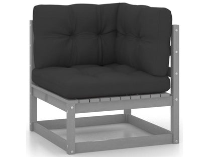 6-piece garden furniture set with cushions, grey, solid pine wood