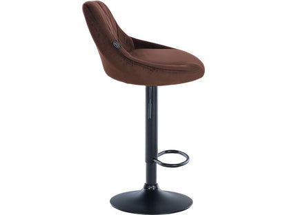 Set of 2 Bar Stools - Velvet/Metal - Brown - Meublita