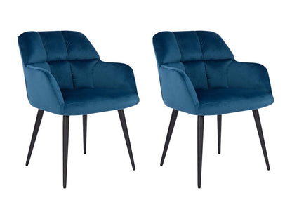 Set of 2 chairs with armrests - Velvet and metal - Blue - PEGA by Meublita MORABITO