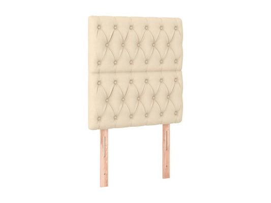 Cream bed frame without mattress, 80x200 cm, fabric