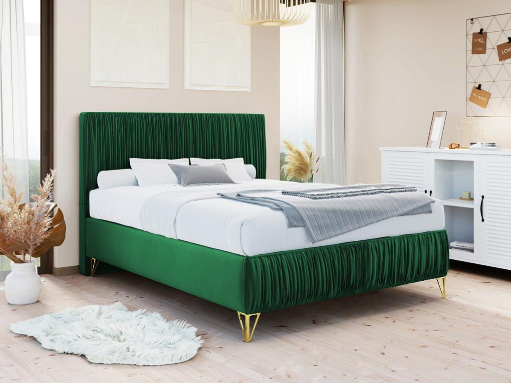 Meublita 112 Unique Green Bed 120x200 Upholstered Slatted Base 120x209x120cm