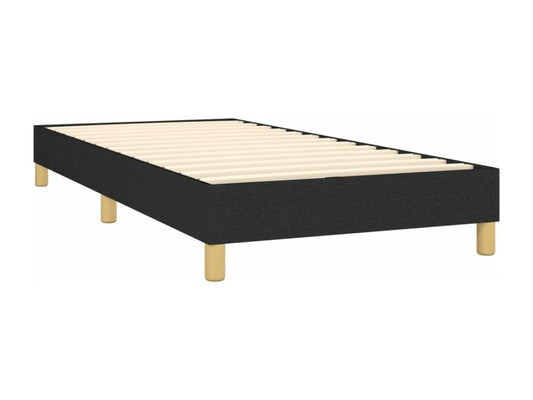 Upholstered bed base with mattress, black, 90x190 cm, fabric