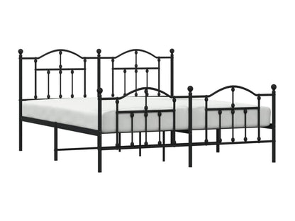 Black metal bed frame with headboard and footboard, 183x213