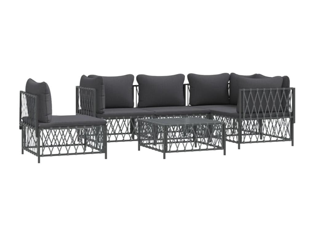 Garden furniture set with cushions, 6 pieces, anthracite steel