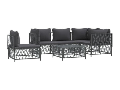 Garden furniture set with cushions, 6 pieces, anthracite steel