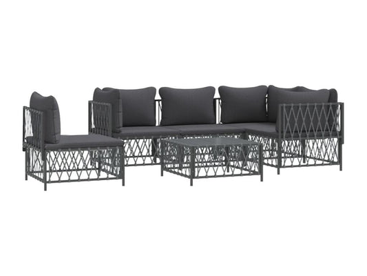 Garden furniture set with cushions, 6 pieces, anthracite steel