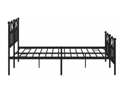 Black metal bed frame with headboard and footboard, 183x213