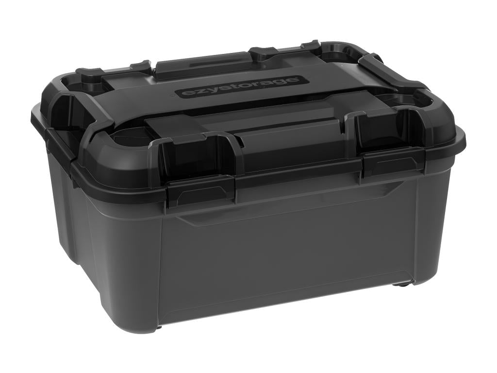 120L Black Polypropylene Storage Box with Wheels and Lock by Meublita
