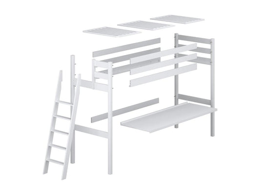 Wooden loft bed - with desk N02 Black / Natural Oak 100x200