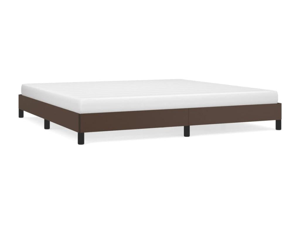 Brown faux leather bed frame (without mattress) 200x200 cm