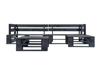 4-piece pallet garden sofas, black wood