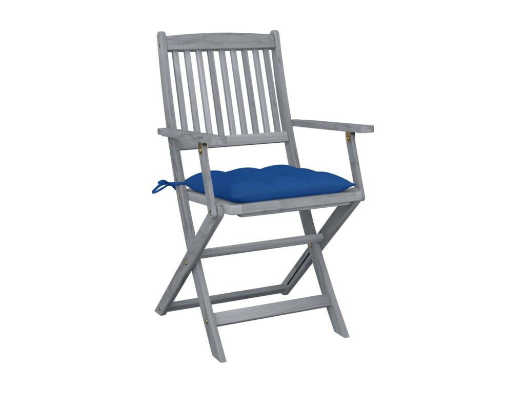 Set of 2 folding outdoor chairs and cushions, Bois d'Vertchez