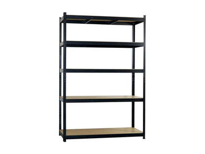 Pack of 2 Modular Shelving Units with 5 Adjustable Shelves, 180x120x60cm, 1250Kg, Black, Meublita