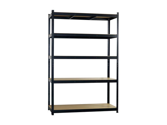 Pack of 2 Modular Shelving Units with 5 Adjustable Shelves, 180x120x60cm, 1250Kg, Black, Meublita
