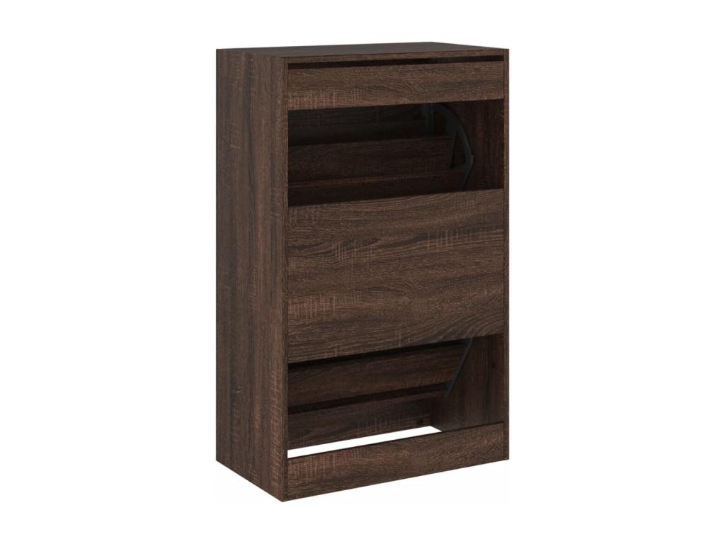 Brown oak shoe cabinet 60x34x96.5 engineered wood