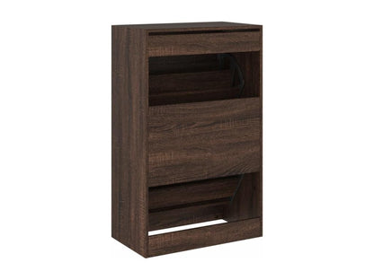 Brown oak shoe cabinet 60x34x96.5 engineered wood