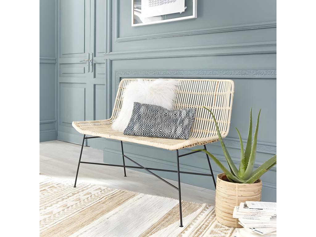 Rattan and metal sofa