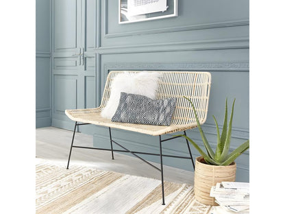 Rattan and metal sofa