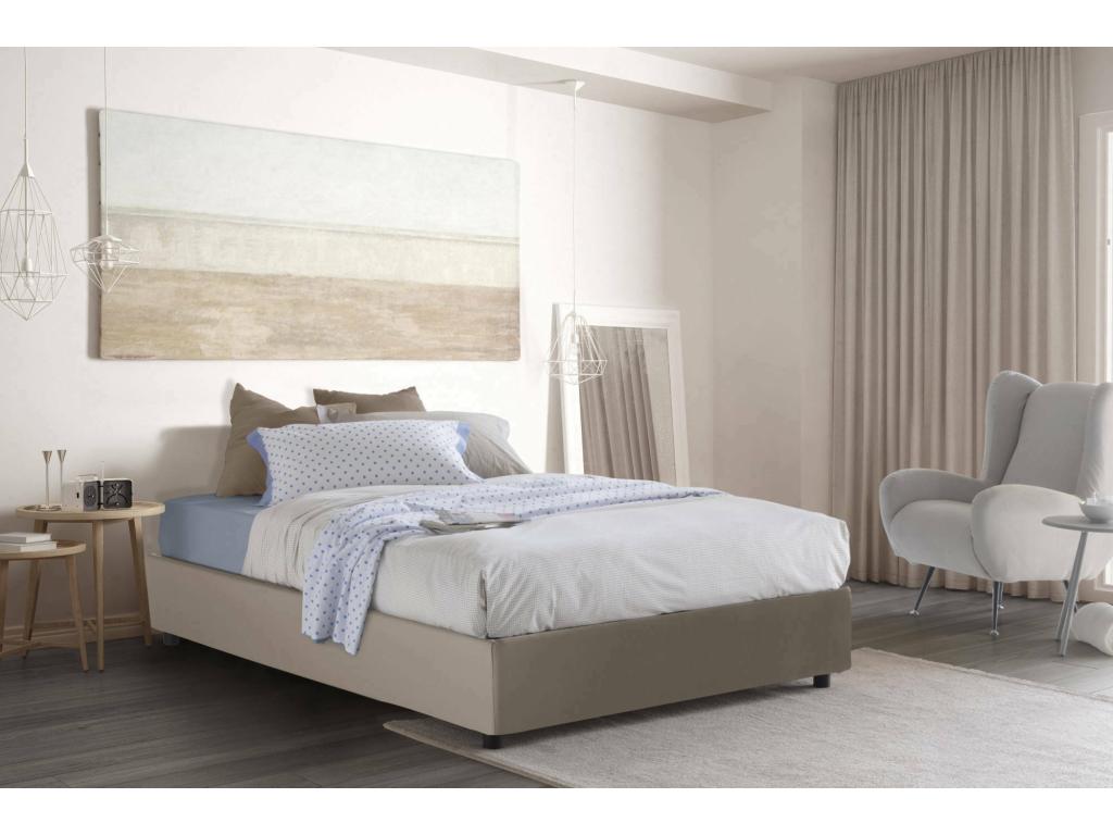 Meublita Double Bed with Storage, Eco-Leather Upholstery, Made in Italy, Front Opening, Includes 140x200 cm Mattress