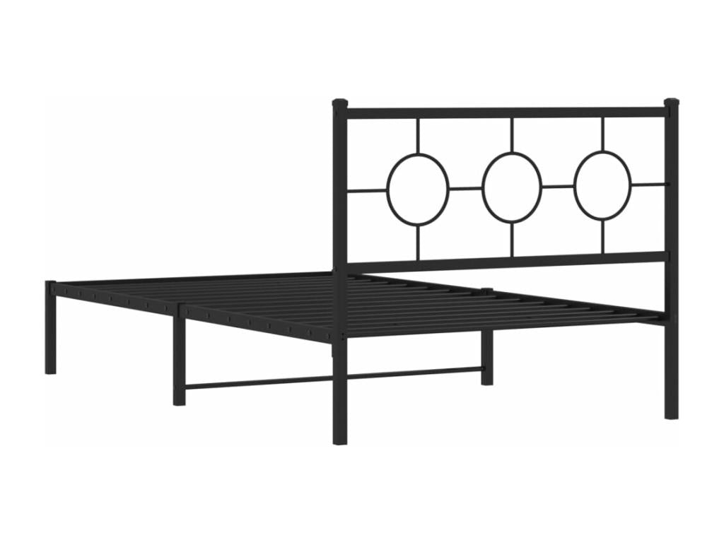 Metal bed frame with black headboard, 107x203 cm