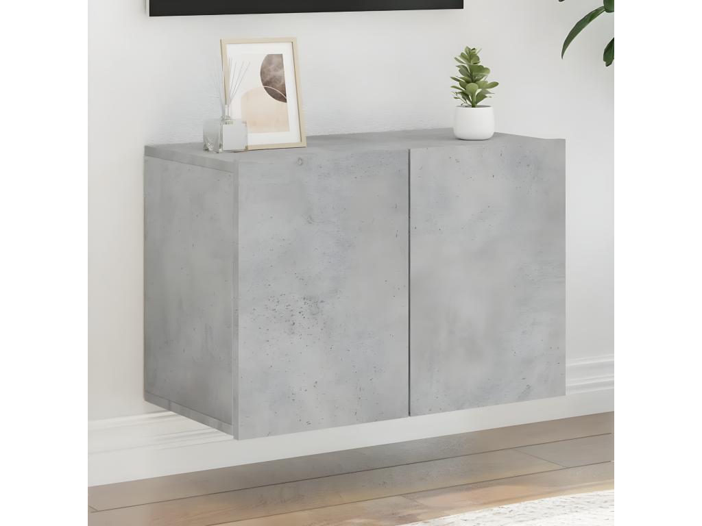 Concrete grey wall-mounted TV unit, 60x30x41 cm