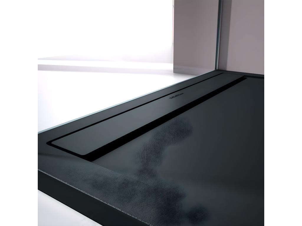 Black shower tray with smooth finish, Meublita SMART colored grate - 150x70 cm