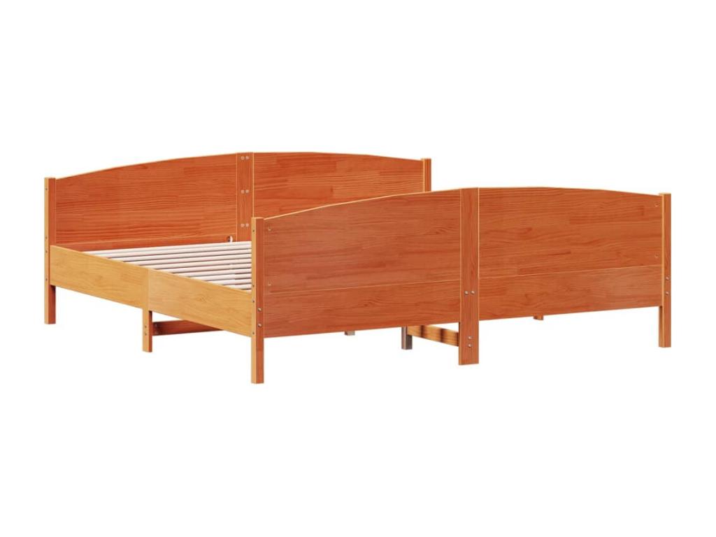 Brown bed frame and headboard 180x200 pine wood