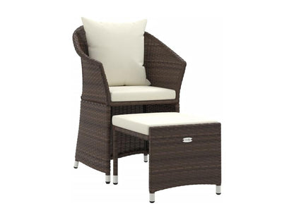 2-piece garden furniture set with cushions, brown, woven resin