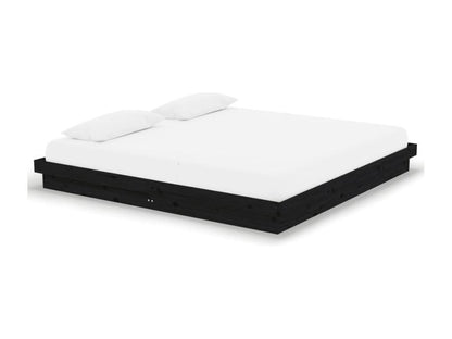 Black Solid Wood Bed Frame 200x200 cm