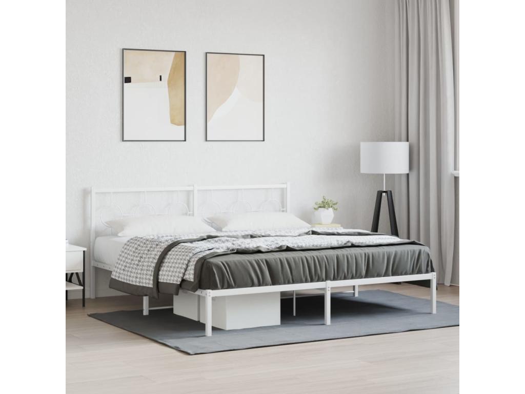 Metal bed frame with white headboard 183x213