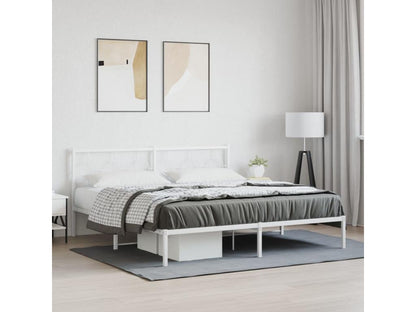 Metal bed frame with white headboard 183x213