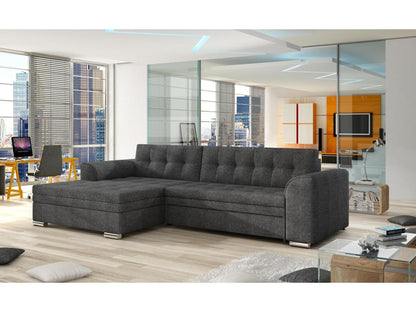 Left-hand corner sofa bed in dark grey mottled fabric, Meublita 270cm