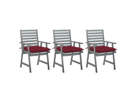 Set of 3 outdoor dining chairs and cushions, Meublita solid wood