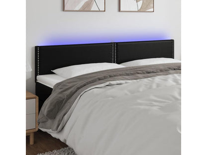 Black LED Headboard 180x5x78/88 cm Faux Leather