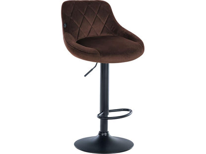 Set of 2 Bar Stools - Velvet/Metal - Brown - Meublita
