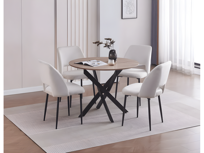 Meublita round dining table with metal legs and MDF wood top, 100cm diameter