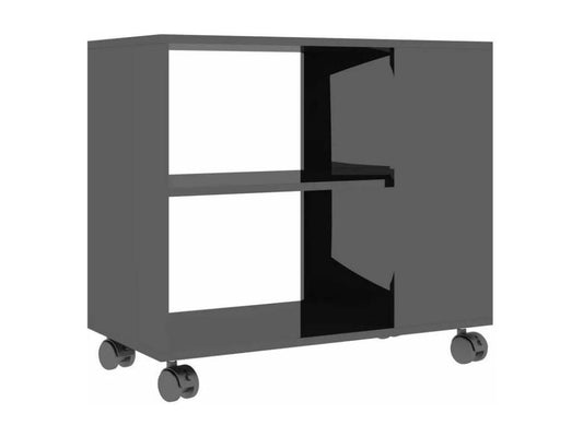 Side table on Meublita, glossy black wood.