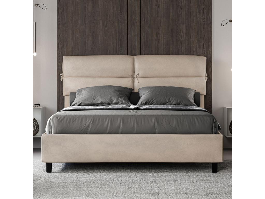 Bed without slatted base, upholstered 160x210 cm, sand microfiber, Meublita