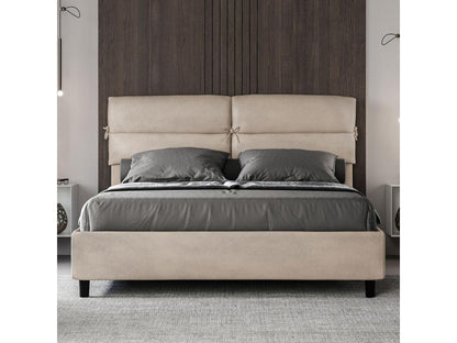 Bed without slatted base, upholstered 160x210 cm, sand microfiber, Meublita