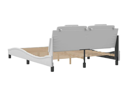 Bed frame with headboard, white, 160x200 cm, faux leather
