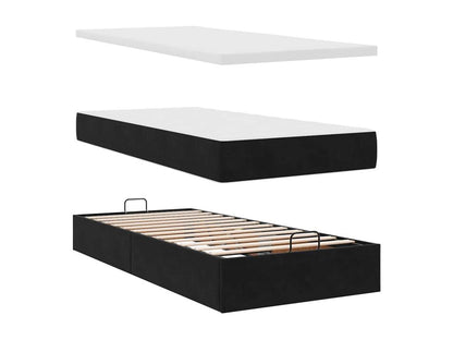 Ottoman bed frame with black 90x190 cm velvet mattress